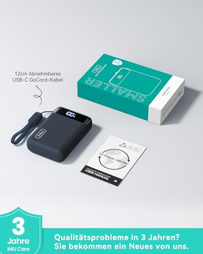 Power Bank, Ultra Klein 20000mAh 22.5W Schnellladefunktion Power Bank iPhone, Mini Externe Handyakkus, Flugtauglich, Reise-Essential, Klein Aber Stark für iPhone 17 16, Samsung S25, iPad, Blau