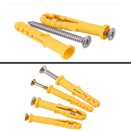 Screws and Anchors Set 12 Pack M5 Screw (5mm40mm) M8 Plastic Expander Anchor (8mm40mm) Yellow Screw Hole Fillers and Screws Stainless Zinc Plated for Drywall Hollow Wall Concrete Ceiling Tile Wood