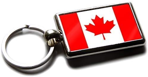 Flag of Canada National Colours Quality Chrome Keyring Picture Both Sides