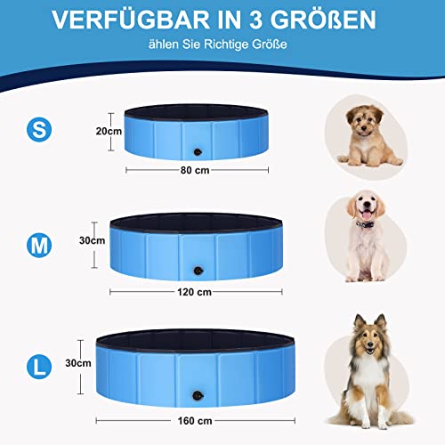 Ezilif Dog Pool for Large and Small Dogs, Foldable Dog Pool, Non-Slip, 120 x 30 cm Swimming Pool for Dogs, Thickened PVC, Paddling Pool, Dog Wear-Resistant, Dog Bathtub, Swimming Pool for Children