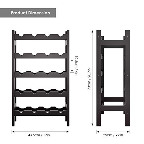 HOMECHO Bamboo Wine Rack, Floor Wine Storage Rack, 20 Bottles Holder
