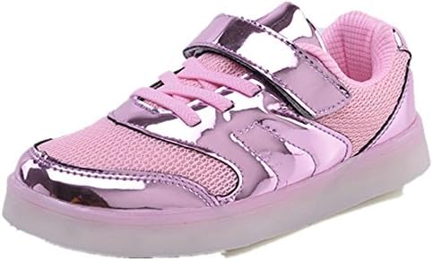 Kids 11 Colors LED Light Up Shoes USB Rechargble Flashing Sneakers for Christmas(Pink 30 EU/12 M US Little Kid)