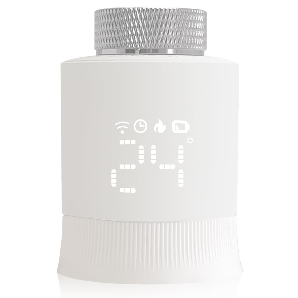 KETOTEK Smart Radiator Thermostat Add On, Smart Thermostatic Radiator Valve, Requires Zigbee Hub, Programmable TRV WiFi Work with Alexa, Google Assistant and Smart Life/Tuya App