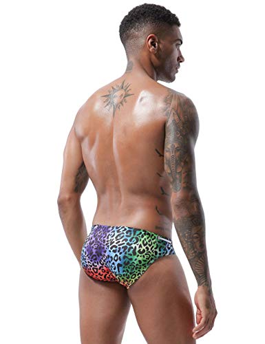 image for MIZOK Mens Bikini Briefs Sexy Low Rise Flowers Print Quick Dry Swim Tr
