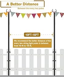 Derkniel 10 FT Outdoor String Light Pole Stand for