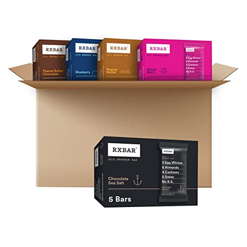 RXBAR Protein Bars, 12g Protein, Gluten Free Snacks, Variety Pack (5 Boxes, 25 Bars)