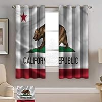 Bohogifts Bear Decor Grommet Curtains, American California Republic Bear Draperies 2 Panels Set, Each Panel 36" W x 72" L