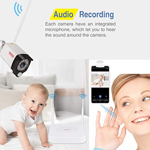 [Audio Record] Tonton 1080P Home Security Camera System Wireless,4CH