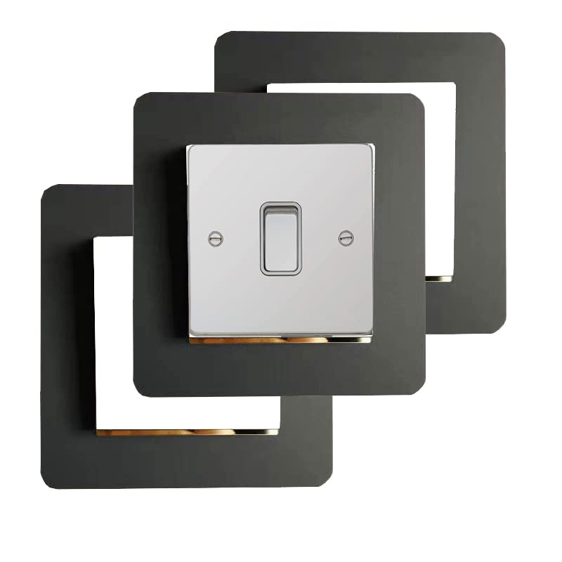 3 Count Acrylic Single Luxury Simple Modern Light Switch Surround Socket Switch Sticker Cover Solid Color - Dark Grey
