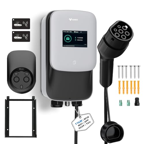 GONEO Wallbox 11kW 8A-16A 480V Charging Station for Electric Vehicle Three Phase OCPP with RFID Card IP65 IK10 APP WiFi Control Charging on Appointment History View