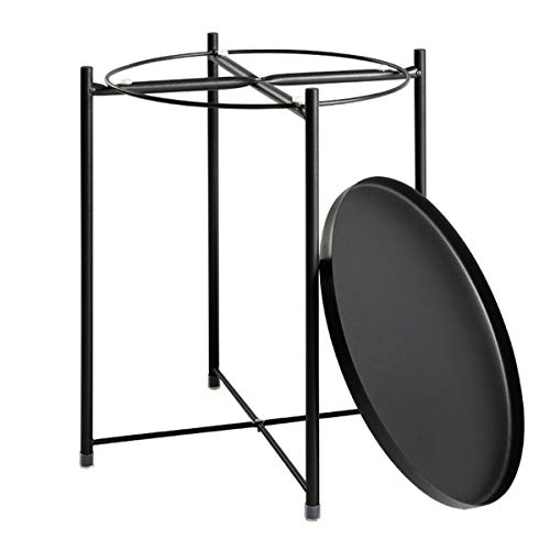 image for HollyHOME Tray Metal End Table, Sofa Table Small Round Side Tables, An