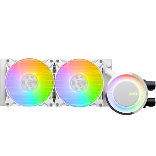 MSI MAG CORELIQUID E240 AIO CPU Liquid Cooler - Enlarged Copper Cold Plate, ARGB Blockhead & FDB Fans, Dual-Chamber Water Block, Split-Flow Radiator, Mystic Light Supported - AMD & Intel Compatible