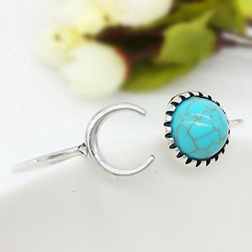 Womens Bracelet, Gillberry Bohemian Silver Alloy Moon Shape Turquoise Ethnic Boho Gypsy Cuff Bangles