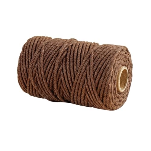 WOHATOO 50M Soft Cotton Rope, 3mm Thick Ornament String, Beading Cord for DIY Hand Sewing Wedding Party Home Decor(Brown)