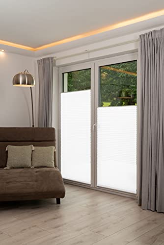 Khome Klemmfix-Plissee Weiß B120 x H130 cm (B x L) Lichtschutz Moderne Crushed Optik