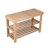 KKTONER Bamboo Shoe Rack Bench 3 Tier Entryway Seat