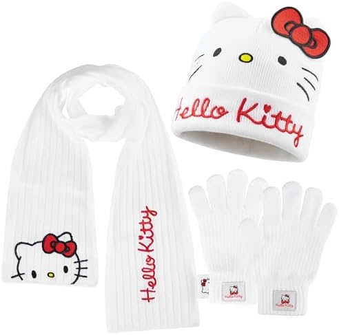 HELLO KITTY hug knit muffler / white キティ Amazon.com: Hello Kitty Girls Hat Scarf And Gloves Set Winter
