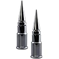 TRUE SPIKE 2 pc Chrome Spike Tire Air Valve Stem CAPS Cover in Heavy Gauge CNC Machined Billet Aluminum Short Compatible with Harley Davidson HD and Other Motorcycles Bikes Bicycles