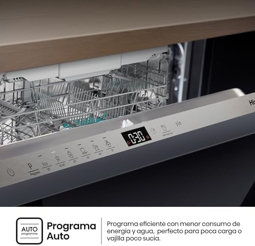 Hisense HV16D5 - Máquina de lavar louça integrada, classe D, 16 capacidade de serviços, altura 81,6cm x largura 59,8cm, secagem automática, programa automático, terceira bandeja, lavagem rápida de 15'