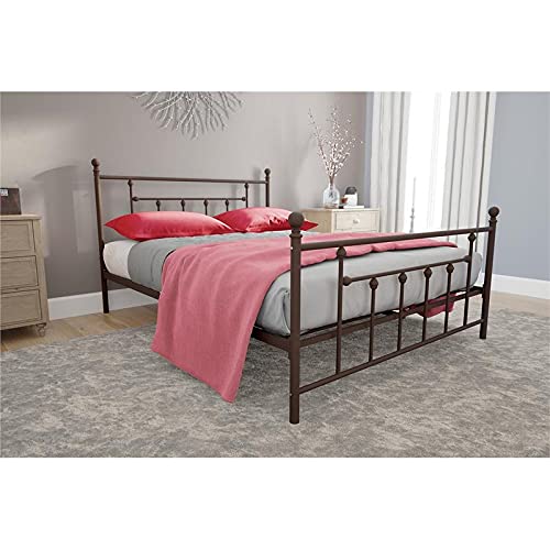 DHP Manila Metal Bed with Round Finial Post Headboard and Footboard