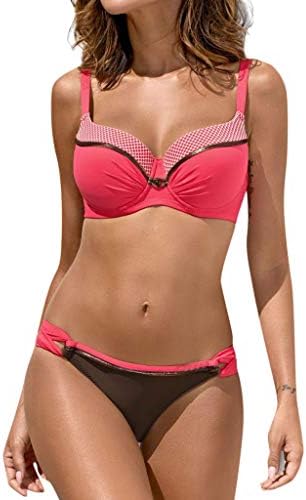 Bringbring Womens Swimwear Low Waisted Flattering Swimming Costume Solid Striped Crystal Diamond Sexy Padded Push-up Bra Bikini Set Swimsuit Bathing Suit Beachwear