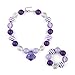 Vcmart Girls Chunky Beads Necklace & Bracelet Set Purple Diamond Pendant with Gift Box
