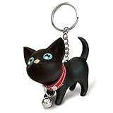 Suppion Cat Kitten Keychain Keyring Bell Toy Lover Key Chain Rings for Handbag (Black)