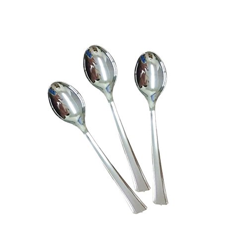 96 mini silver plastic spoons, 4.5 inches, no after tas…