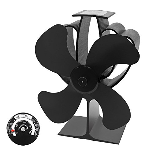 Signstek 4 Blade Heat Powered Stove Fan for Wood Log Coal Fire Burner Fireplace
