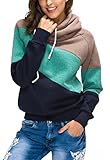 FanShou Women Thickening Patchwork Contrast Color Sweatshirt Hoodies