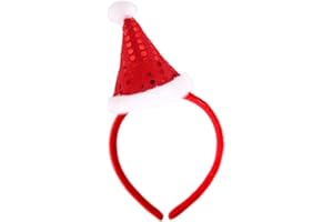 Christmas Headbands Glitter Red Santa Hat Headband Holiday Xmas Party for Women Hair Decoration Accessory