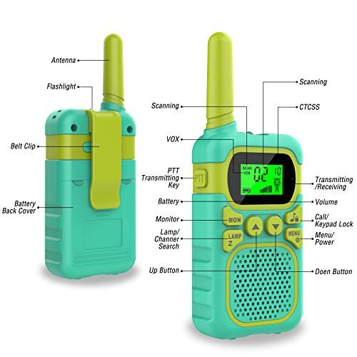 ITSHINY Kids Walkie Talkies with 22 Channels & 3 Mile Range for Outdoor Hiking Camping Children Toy Gifts for 3-12 Year Old Boys Girls -Green