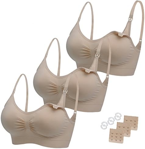 3PACK Nursing Bra Wireless bra Women's Sleeping Maternity Bra Breastfeeding Bra 3pcs/Pack(3beige) Medium