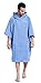 Surf Poncho Changing Robe with Hood and Pocket Microfiber Changing Towel Poncho for Surfing Beach Swimming Outdoor Sports (Blue, M)