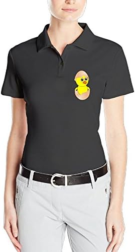 Vicop Funny Chick With Eggshell Hat Women's Short-Sleeve Polo T-Shirts XXLBlack