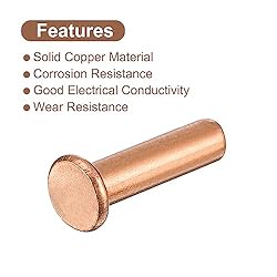 uxcell 200Pcs Copper Solid Rivets, 5/64" x