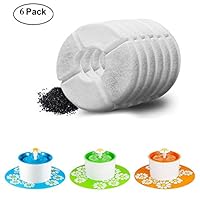 Happypapa Cat Fountain Filters 6 Pack Activated Carbon Filter for Cat Flower Fountain 1.6L/2.0L Keeps Water Clear and Tasty Encourages Cats and Dogs to Drink More to Stay Healthy and Hygienic