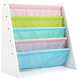 Tot Tutors Kids Book Rack Storage Bookshelf, White/Pastel (Pastel Collection)