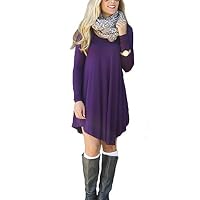 koobea Shirt Dresses for Women Casual Party Cocktail with Sleeves from Purple X-Large
