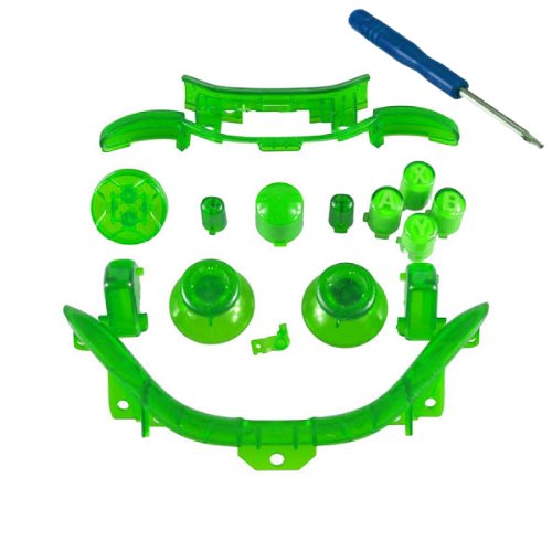 Xbox 360 Transparent Green Full Parts Set (Thumbsticks, D-pad, Buttons, Triggers, Bumpers, Bottom Trim) for your controller (ABXY,Guide,Start, Back) Xbox 360 Transparent Green Full Parts Set (Thumbsticks, D-pad, Buttons, Triggers, Bumpers, Bottom Trim) for your controller (ABXY,Guide,Start, Back)