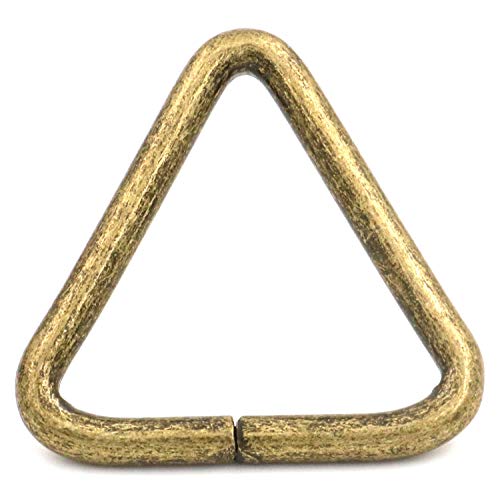 BIKICOCO 1-1/4\'\' Metal Triangle Ring Buckle Connectors Non Welded Round Edge Webbing Bag Clasp Handbag Strap Making Hardware, Bronze - Pack of 10