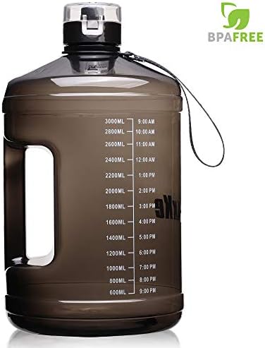 SIuxKe 1 Gallon Big Water Bottle Motivational Fitness Workout with Daily Time Marker| Reusable Leak-Proof | Clear BPA-Free Water Jug | for Indoor Outdoor Camping Hiking Gym Running 128OZ/74OZ Capacity