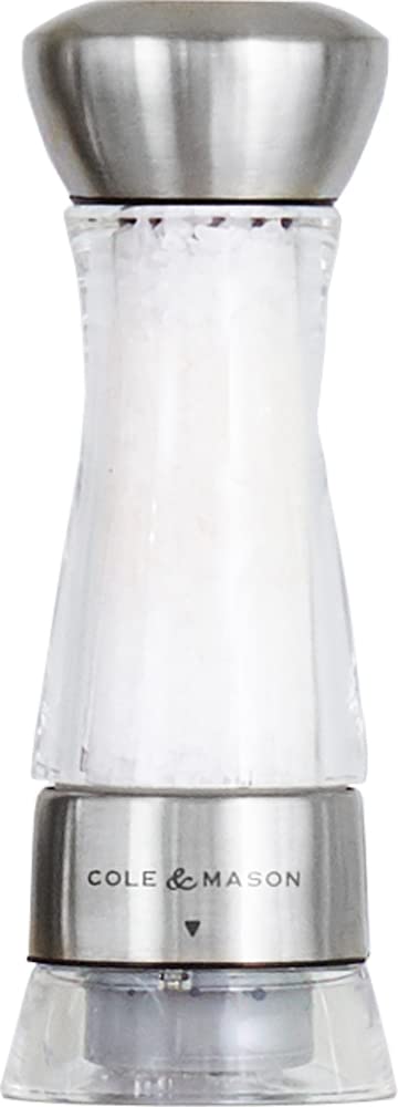 Cole & Mason H59302G Windermere Salt Mill, Gourmet Precision+, Stainless Steel/Acrylic, 165 mm, Single, Includes 1 x Salt Grinder