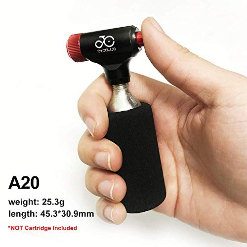CYCPLUS CO2 Inflator Quick & Easy Presta and Schrader Valve Compatible Bicycle Tire Pump for Road and Mountain Bikes Insulated Foam Sleeve No CO2 Cartridges Included.