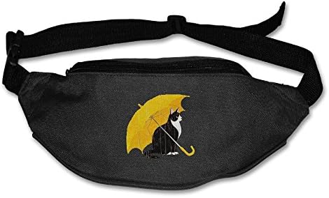 Cat In Rain Day Waist Pack,Unisex Waist Bag Fanny Pack Belt Bag Travel Fanny Daypack For Running Hiking Cycling Camping Hunting Exercise.