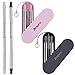 Anpro Portable Straw Collapsible Straw- Reusable Straws with Case, Stainless Steel Telescopic Metal Straws with Key Chain & Cleaning Brush For Travel, Home and Work,Bottle Brush-2 Pack