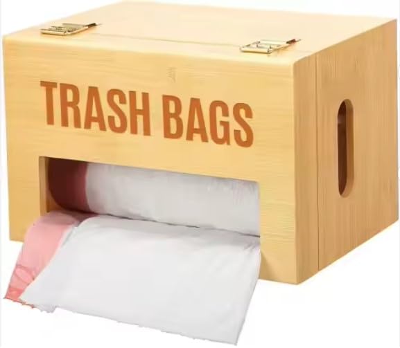 Photo 1 of *MAJOR DAMAGE*
Extra Large Trash Bag Organizer, Garbage Bag Roll Holder Under Sink, Bamboo Wall Mounted Kitchen Trash Bag Holder, Bamboo Wood Garbage Bag Dispenser