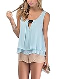 ManyDY Womens Loose Summer Sexy Pure Color Chiffon Tanks