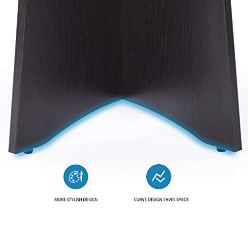 Sunon 41.3'' Dia Round Conference Table with X-Shaped Wood Panel Small Dining Table (Dark Oak)