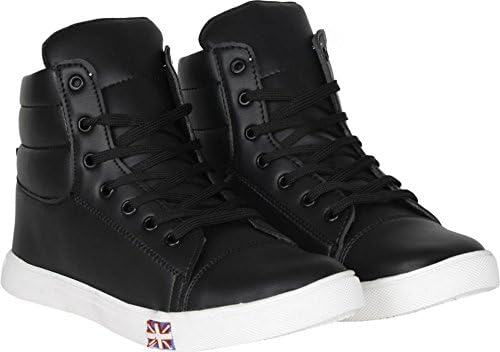Deekada Mens White/Black Ankle Length Sneakers/Casual Shoes/Boots